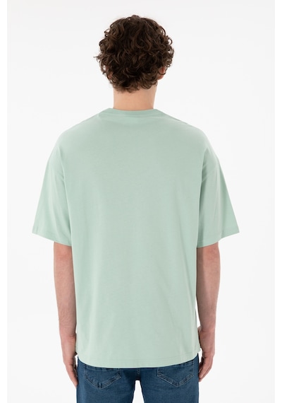 U.S. Polo Assn. Erkek Oversize Fit Bisiklet Yaka Su Yeşili Tişört 50305904-VR048