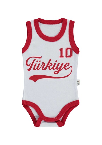 Civil Baby Türkiye Baskılı 0-3 Yaş Çıtçıtlı Badi - Beyaz