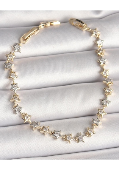 Gold Zirkon Taşlı Yıldız Bileklik Çok Renkli