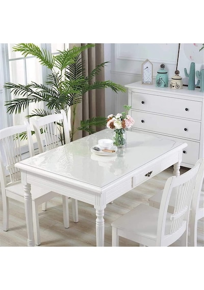 1.6mm Şeffaf Pvc Masa Ve Örtüsü Koruyucu Pedi Koruyucu Mika Asetat Örtüsü Zemin Koruma En: 100cm, Boy: 220cm