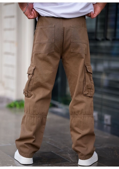 Erkek Kargo Cep Baggy Pantolon Rengi Kahverengi