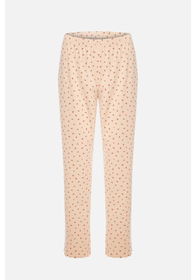 Kadın Pamuklu Çıtır Çiçek Desenli Baby Overloklu Fiyonk Detaylı Uzun Kollu Pijama Takımı Ko70142-2