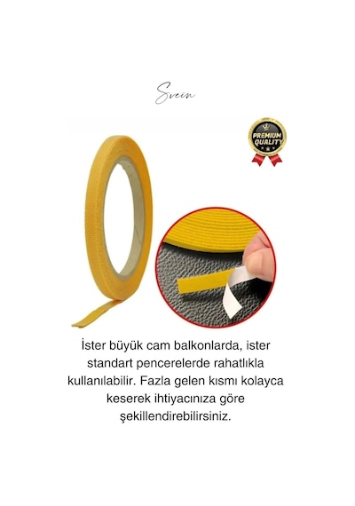 4 Mt Güçlü Premium Sineklik Yedek Cırt Bant Pencere Kapı Yapışkanlı Tül Sinek Perdesi Bandı 1 Adet