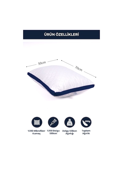Klimalı Yastık 50x70 Cm Terletmeyen, Hava Alan Mikrofiber Uyku Yastığı Lacivert