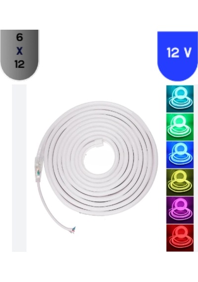 12 Volt 6x12 Mm Esnek Neon Led Rgb 5 Metre