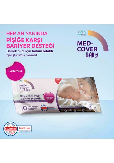 Med-cover Baby Pişik Önleyici Bakım Mendili - Cep Boy 12'li x 12 Avantaj Paketi