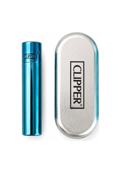 Clipper Desenli Metal Gaz Dolumlu Çakmak Özel Kutulu Premium Model Turkuaz