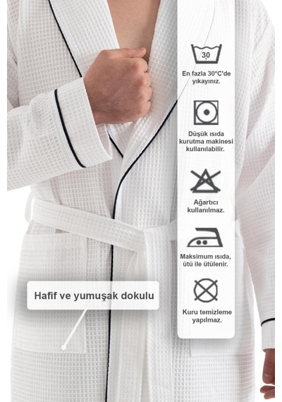 Unisex Soho Pike Bornoz - Beyaz