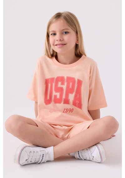 U.S. Polo Assn. Kız Çocuk Somon Bermuda Takım 5274-43750 Somon