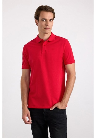 Süvari Gül Kurusu Slim Düz Nakışlı Pike Düğmeli Polo Yaka Tişört Ts1014000474-k03 Gülkurusu