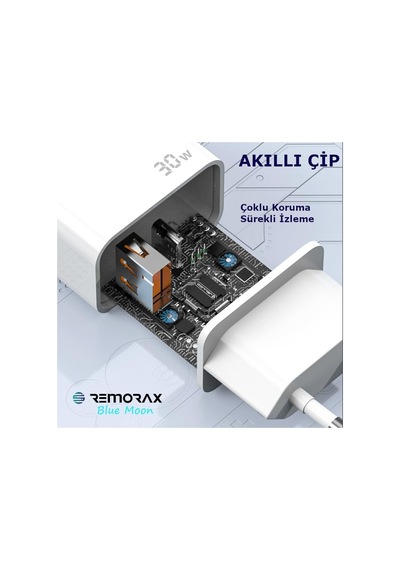 Blue Moon Pd 30watt Hızlı Şarj Aleti, A + C Girişli, Beyaz