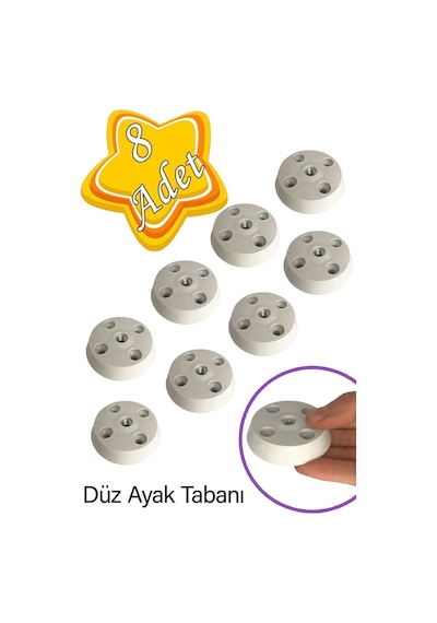 8 Adet Düz Ayak Tabanı Beyaz Mobilya Masa Sehpa Ayağı Bağlantı Aparatı Plastik Beyaz Diğer