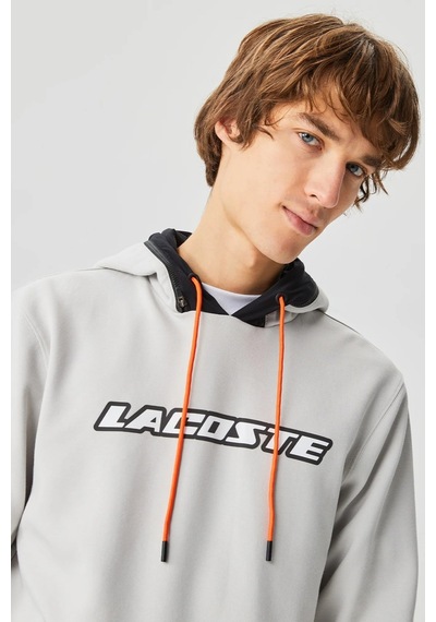 Lacoste Regular Fit Ayarlanabilir Kapüşonlu Baskılı Gri Erkek Sweatshirt Gri