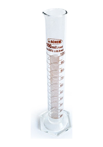 ACHEM 100ml Cam Mezür Uzun Form Kırmızı Skala