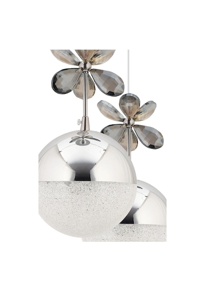 Kelebek 4'lü Gümüş Sarkıt 3 Renk Kademeli Ledli Kristal Taşlı Modern Led Avize Krom