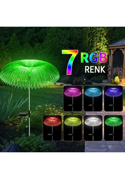 Robeve Rgb Bahçe Aydınlatması Direk Solar Aydınlatma Denizanası Güneş Enerjili Aydınlatma Led Işık 7 Renk 1 Adet