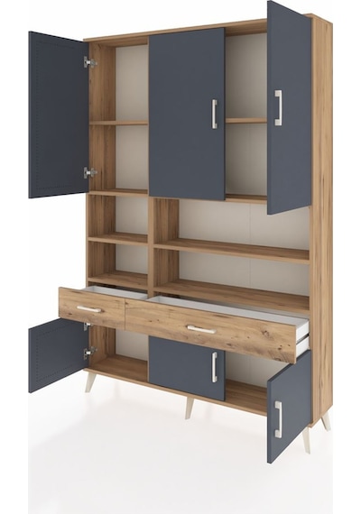 Arges Dolap 8 Raflı 2 Çekmeceli 6 Kapaklı 132x30x195 Çam-antrasit/çam Antrasıt/atlas Çam Arges Dolap 8 Raflı 2 Çekmeceli 6 Kapaklı 132x30x195 Çam-antrasit/çam Antrasıt/atlas Çam