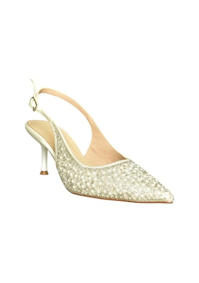 Fox Shoes U676520404 Bej Kumaş İnce Topuklu Kadın Ayakkabı Bej