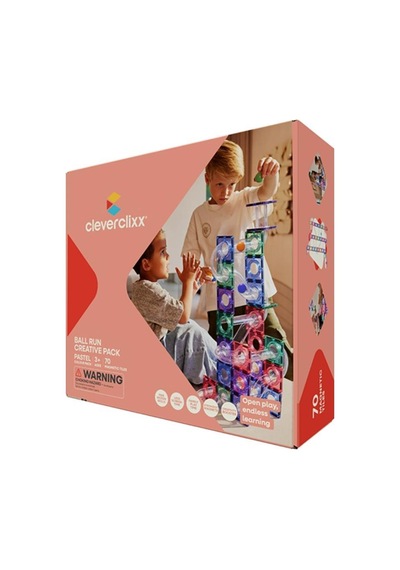 Cleverclixx Ball Run Creative Pack Manyetik Bloklar, Pastel 70 Parça