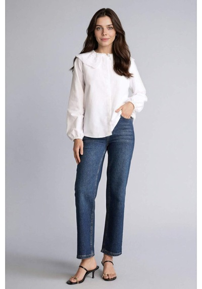 Defacto Regular Fıt Poplin Uzun Kollu Tunik H0281ax26spwt32 Beyaz-wt32