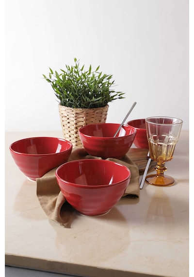 Keramika Kırmızı Escargot Kase 14 Cm 4 Adet 506 Kırmızı