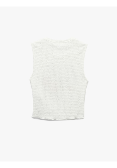 Koton Meyve Baskılı Kolsuz Slim Fit Bisiklet Yaka Crop Bluz Ekru 5sal30130ık Ekru