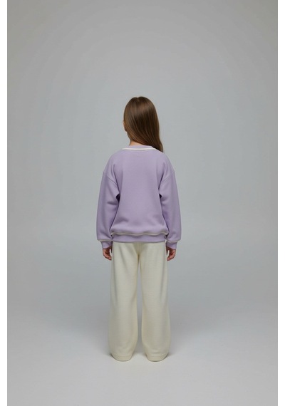 Aden Kids Unisex Çocuk %100 Pamuk Alt Üst Takım Ekru - Lila