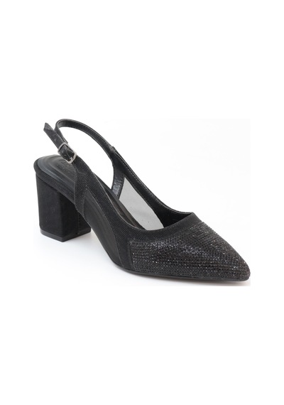 Nesilshoes Nesil Shoes Özma 7025 Siyah Taşlı Kadın Sandalet
