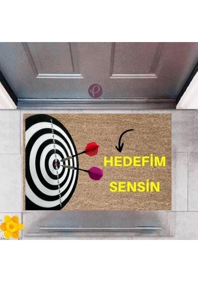 Kapı Önü Paspası Dekoratif Dijital Baskı Hedefim Sensin P-2453 Renkli