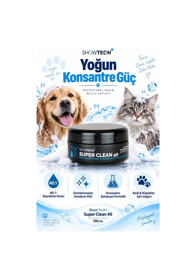 Show Tech+ Super Clean 40 Derin Temizleyici Ve Arındırıcı Kedi Köpek Şampuanı 100 Ml