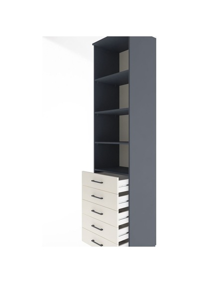 Hyperion Dolap 4 Raflı 5 Çekmeceli 60x44x243 Antrasit-aytaşı Antrasit