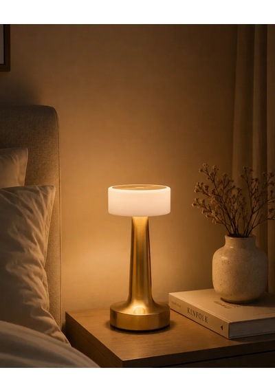 Gold Kare Led Masa Lambası Şarjlı Dimmer Kontrollü Dekoratif Işık Standart