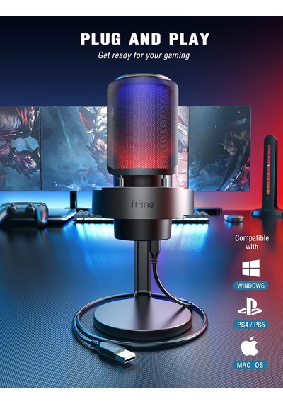 Usb Mikrofon, Oyun Mikrofonu, Yayın Podcast Stüdyosu İçin, Mikrofon Usbc, Ps4 Ps5 Mac İçin, Rgb Kontrollü, Sessize Diğer