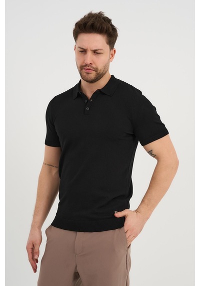Alexander Gardi Alexandergardı Polo Yaka Düğmeli Triko T-shirt 50024 Siyah
