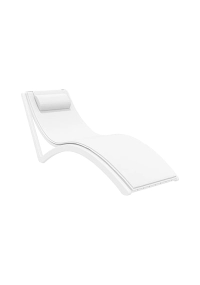 Omnipazar Trk-087 Siesta Minderli Yastıklı Lüks Ergonomik Slim Şezlong Beyaz 2'li Set Beyaz