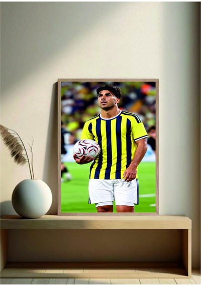 Marco Asensio Sarı Lacivert Poster Doğal Ahşap Çerçeveli Tablo Çok Renkli - 920058499 Çok Renkli