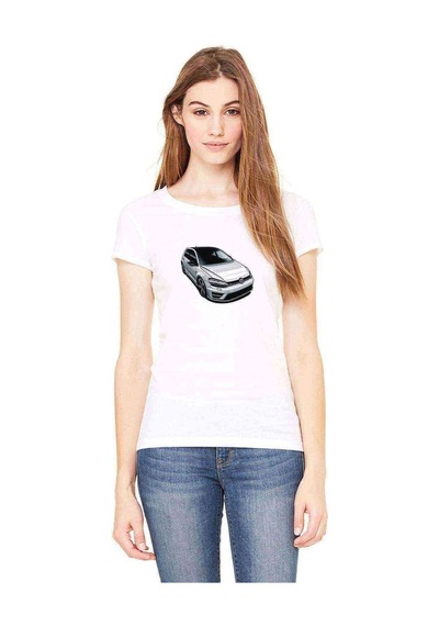 Vw Golf R Baskılı Beyaz Kadın Tshirt