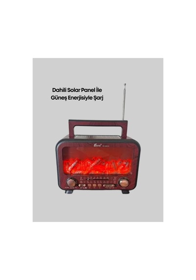 Şömine Alev Işıklı Solar Bluetooth Hoparlör 7w Güçlü Ses Fm Radyo - Glst5360-6370 Renkli