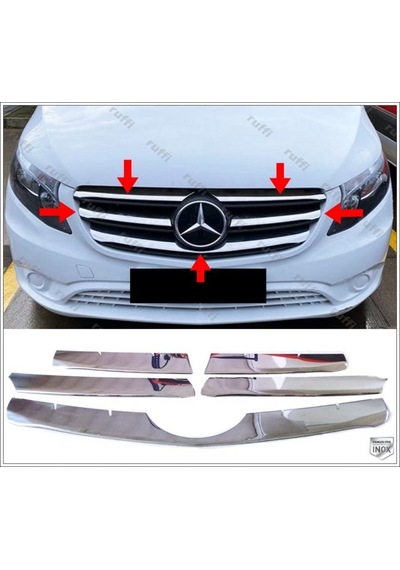 Mercedes Vito W447 Krom Ön Panjur 5 Prç 2020 ve Üzeri Geniş Model