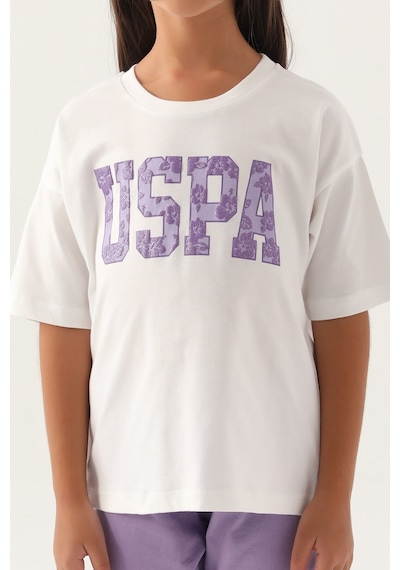 U.s. Polo Assn Lisanslı Floral Text Krem Kız Çocuk Pijama Takımı 5274-43198 Krem