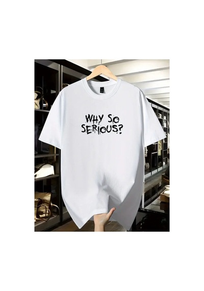 Medinenur Why So Serıous Yazı Detaylı Basic T-shirt Beyaz