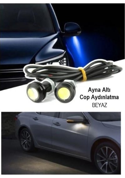 Oto Motto Ayna Altı Led Ayna Altı Cob Aydınlatma Led Eagle Eye 2 Adet Beyaz Sağ Sol Takım