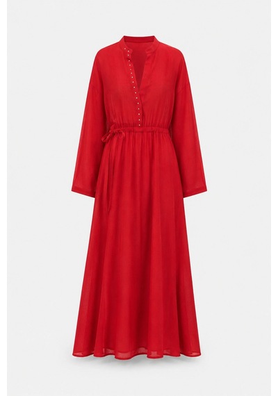 Suud Collection Kırmızı Dore Nikel Aksesuarlı Elbise