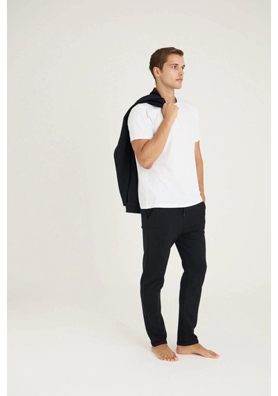 Kly Erkek Comfort Fit Çıtçıtlı Gömlek Kısa Kol T-shirt Jogger Pantolon 3'lü Eşofman Takım Lacivert