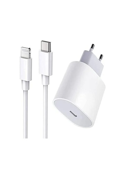 25w Hızlı Şarj Cihazı Ve Type-c'den Lightning'e Şarj Kablosu Seti - Apple iPhone Uyumlu  2m Kablo Uzunluğu