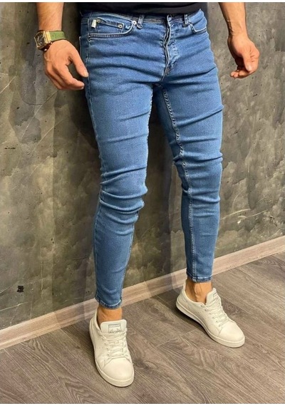 Erkek Slim Fit Likralı Kot Pantolon Jeans Bilek Kalıp