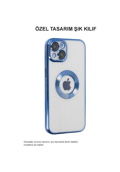 Apple Uyumlu iPhone 7 Plus Yanları Renkli Lens Korumalı Logo Gösteren Şeffaf Luxury Kılıf - Gold