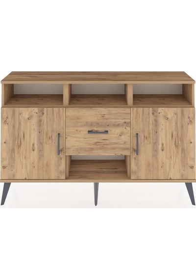 Arges Konsol 5 Raflı Tek Çekmeceli 2 Kapaklı 132x30x83 Çam-çam/çam Çam/çam