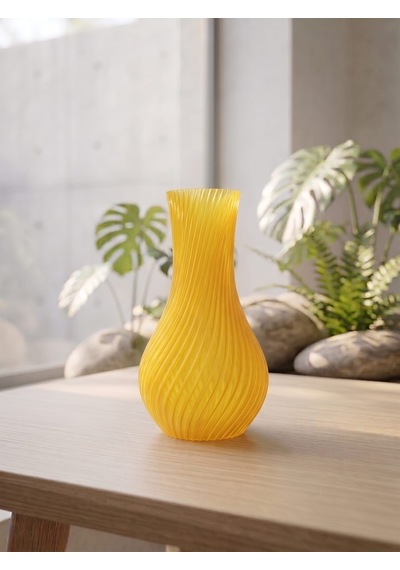 Dekoratif Vazo, 15 cm, 3D Baskı (Parlak Sarı)