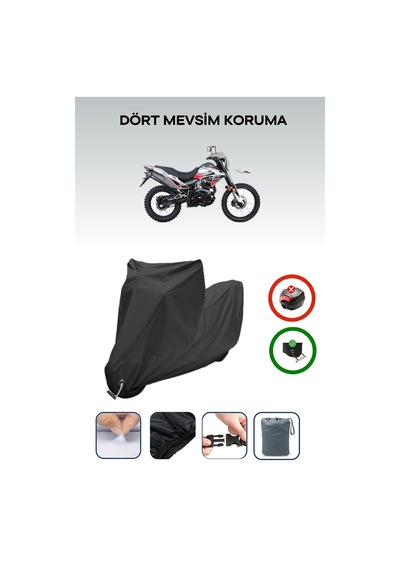 Siyah Kilit Uyumlu Rks Rt250 Uyumlu Motosiklet Brandası Su Geçirmez